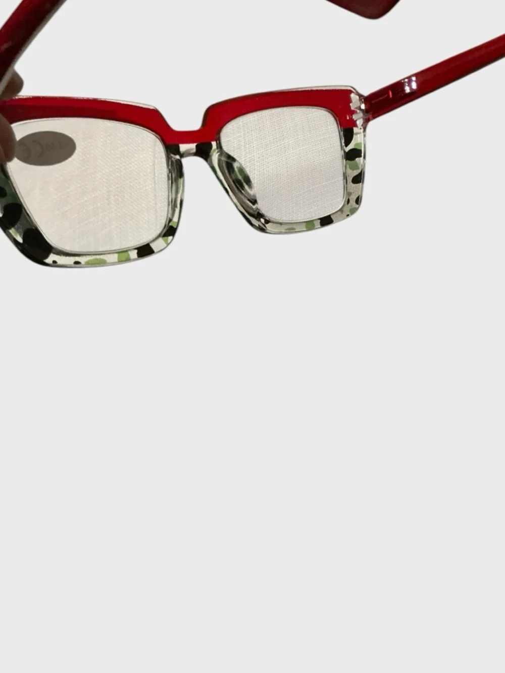 Oversized Square Reading Glasses Red Leopard +3.50 Chic Frame